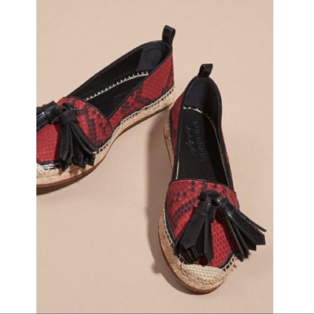 Burberry Tasseled Python Print Espadrilles In Red - image 3